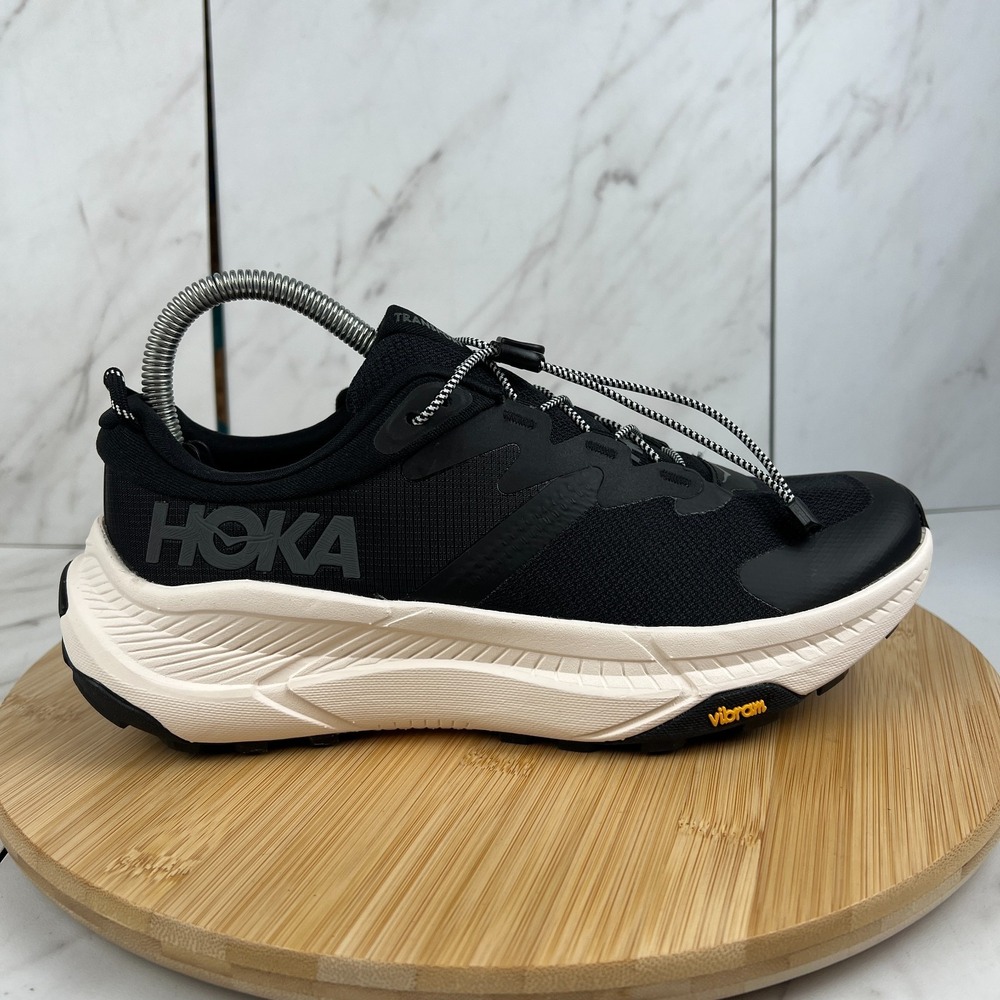 Hoka One Transport Womens Size 10 B Black White Running Trail Shoes 1123154 BKLB